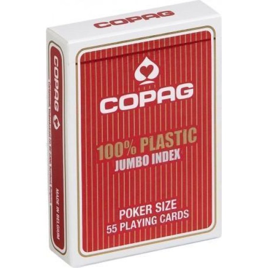 Copag 100% Plastic Poker Jumbo Faces - 2 Index Rood - Speelkaarten