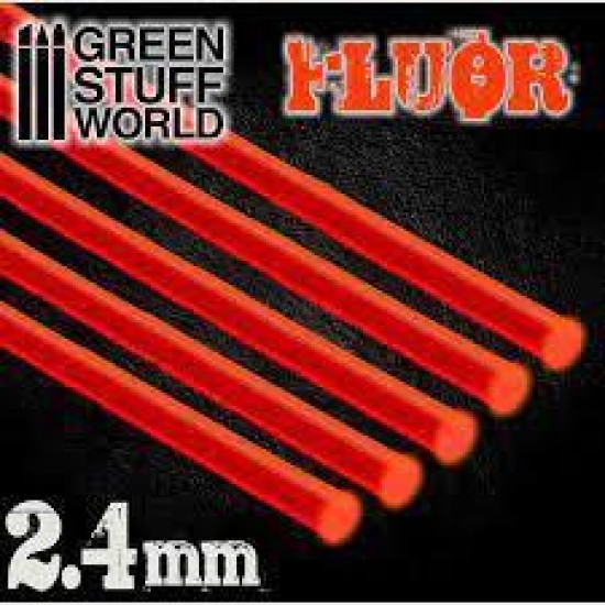 Acrylic Rods - Round 2.4 Mm Fluor Red-Orange