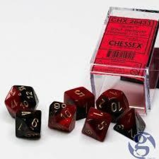 Chessex Gemini Polyhedral 7-Die Set - Black-Red With Gold