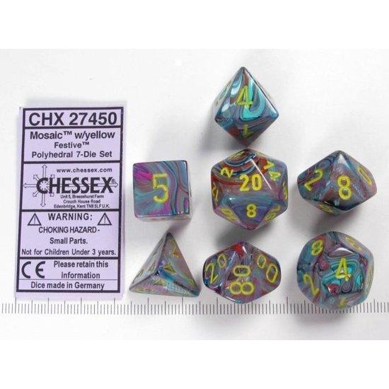 Chessex Festive 7-Die Set - Mosaic With Yellow