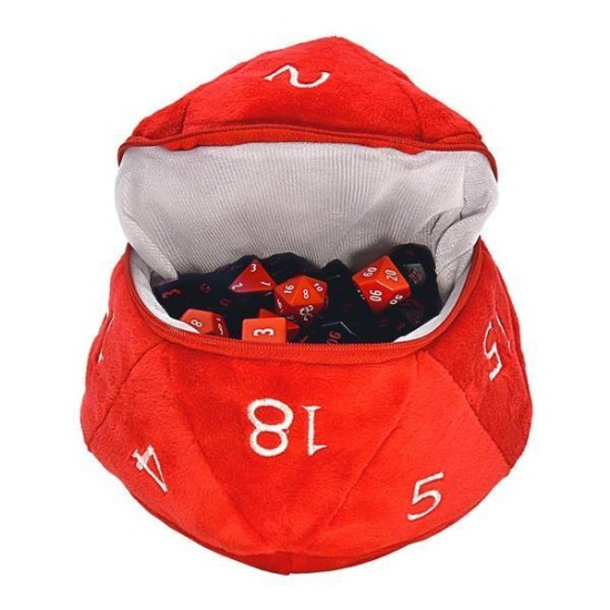 Dice Bag Dungeons And Dragons Plush D20 Red And White