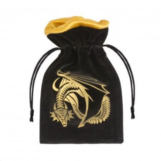 Dragon - Black  And  Golden Velour Dice Bag