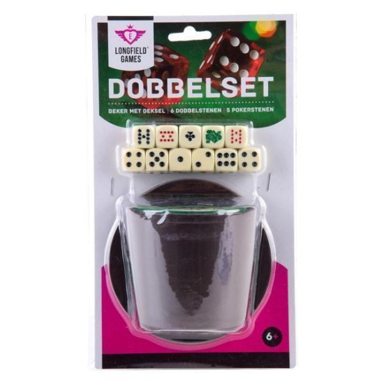Dobbel/Pokerbeker-Set M.deksel 2X Stenen