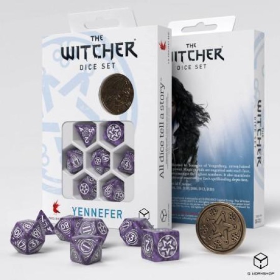 The Witcher Dice Set - Yennefer - Lilac And Gooseberries (7 Stukjes  And  Coin)