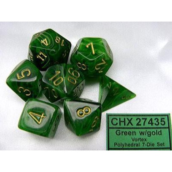 Dice Set Vortex Poly Green-Gold (7)