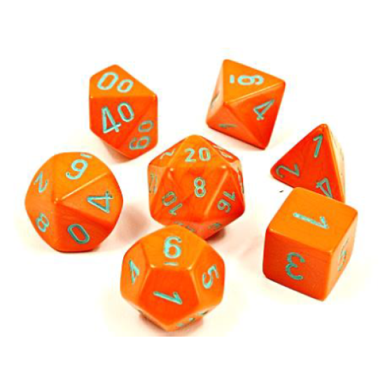 Chessex Lab Dice 4 - 7 Die Set Heavy Dice Polyhedral Orange/Turquoise