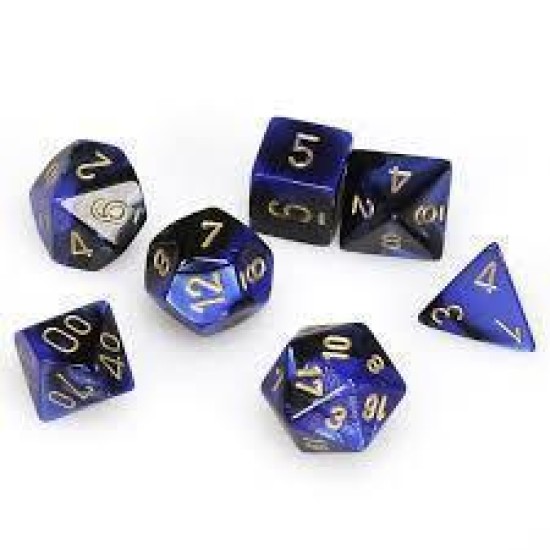 Chessex Gemini Polyhedral 7-Die Set - Black-Blue With Gold
