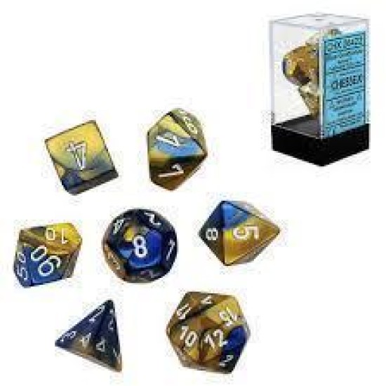 Chessex Gemini Polyhedral 7-Die Set - Blue-Gold With White