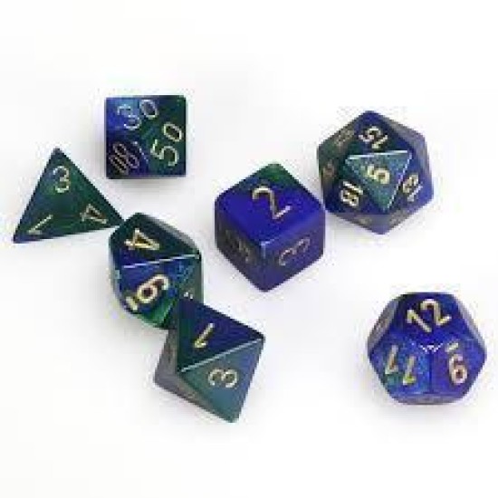Chessex Gemini Polyhedral 7-Die Set - Blue-Green With Gold