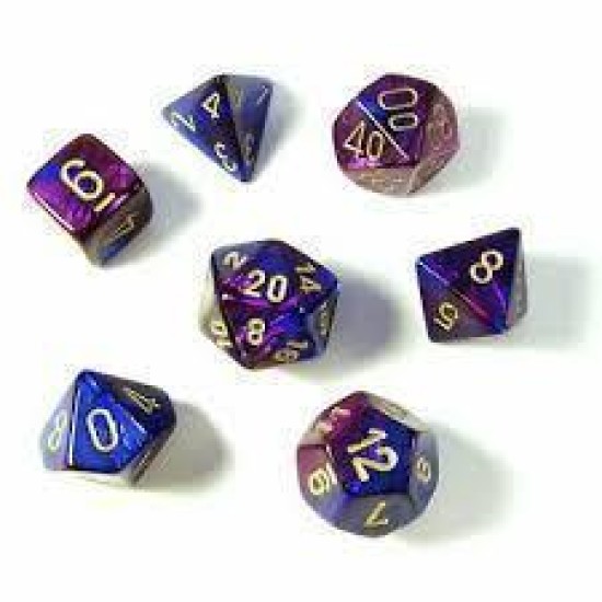 Chessex Gemini Polyhedral 7-Die Set - Blue-Purple With Gold