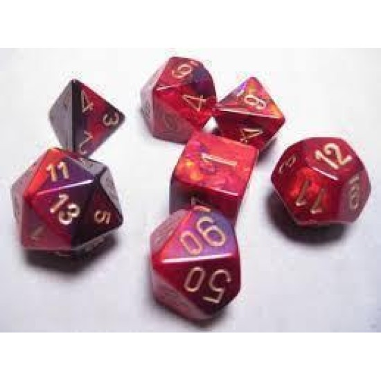 Chessex Gemini Polyhedral 7-Die Set - Purple-Red With Gold