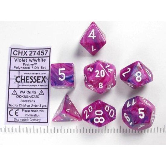 Chessex Festive 7-Die Set - Violet With White