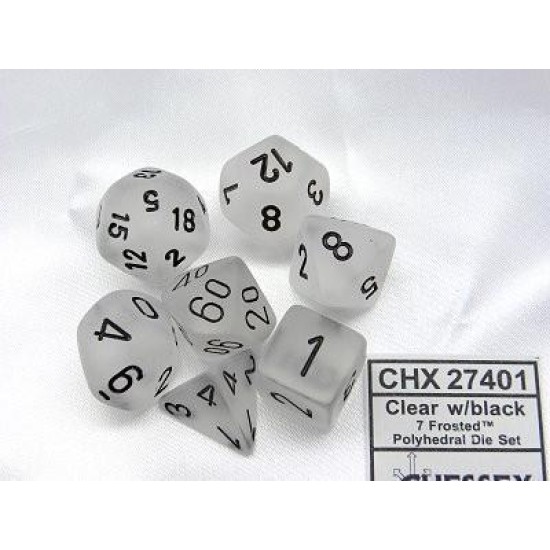 Dice Set Frost Poly Clear-Black (7)
