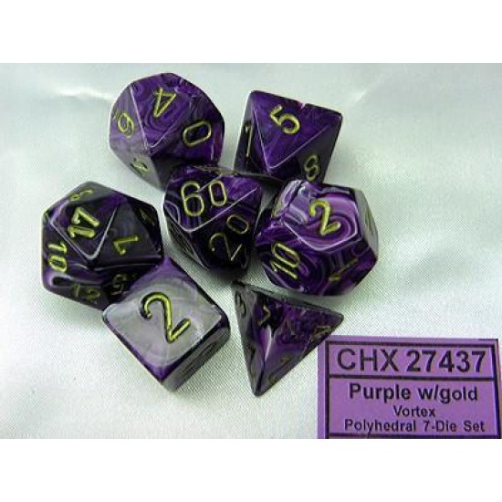 Dice Set Vortex Poly Purple-Gold (7)