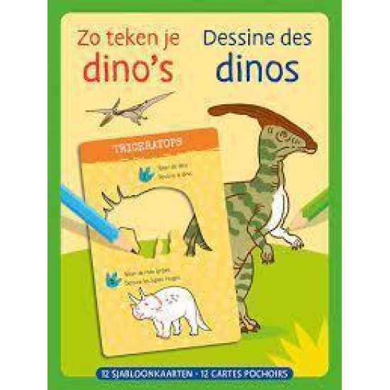 Zo Teken Je Dino's - 12 Sjabloonkaarten