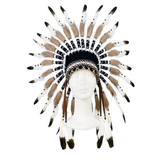 Ituha Chief Indian Headdress Black+White