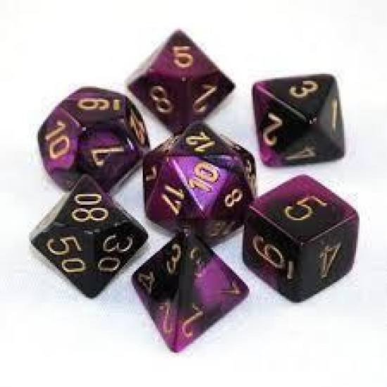 Chessex Gemini Polyhedral 7-Die Set - Black-Purple With Gold