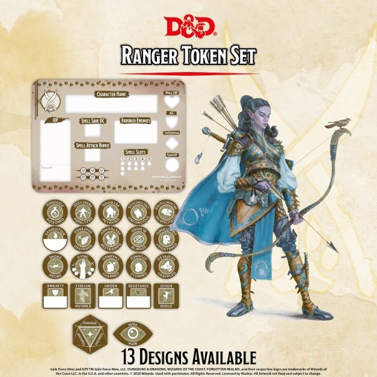 Dungeons And Dragons 5Th Ranger Token Set (23  And  Combat Tile)