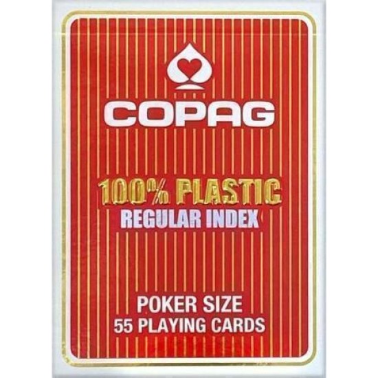 Copag 100% Plastic Poker Normal Faces Rood - Speelkaarten