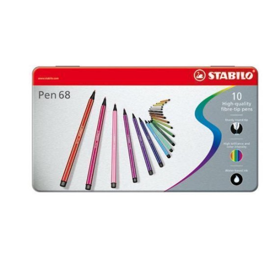 Stabilo Pen 68 In Metalen Doos 10Kl.