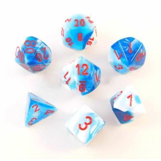 Dice Set Gemi Poly Astral Blue-White With Red (7)
