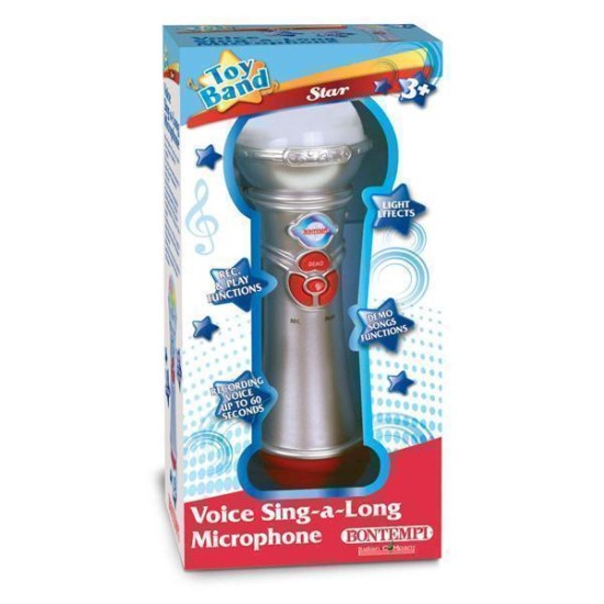 Bontempi Karaoke Microfoon Met Opneemfunctie Zilverblauw