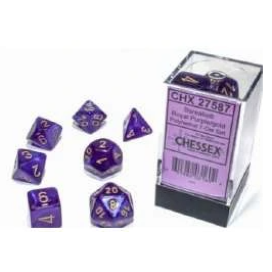Borealis Polyhedral Royal Purple/Gold Luminary Dobbelsteen Set (7 Stuks)
