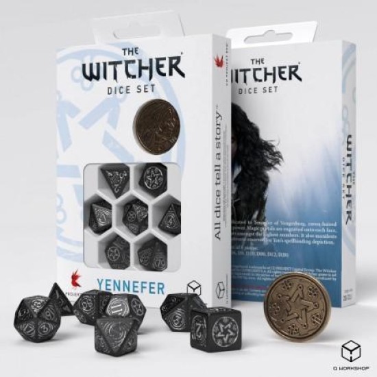 The Witcher Dice Set - Yennefer - The Obsidian Star (7 Stukjes  And  Coin)