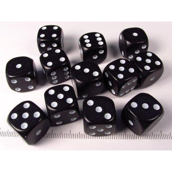 Chessex Opaque 16Mm D6 With Pips Dice Blocks (12 Dice) - Black With White