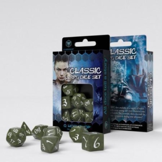 Classic Rpg Olive  And  White Dice Set (7)