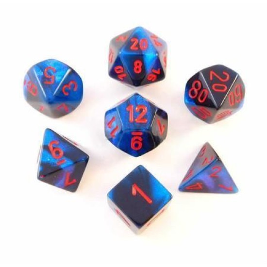 Dice Set Gemi Poly Black-Starlight With Red (7)