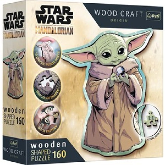 Trefl - Puzzles - 160 Wooden Shaped Puzzles - Grogu / Lucasfilm Star Wars The Mandalorian Fsc Mix 70%