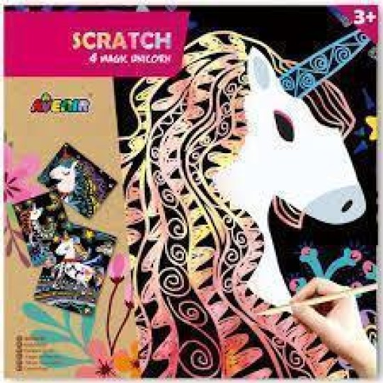 Avenir Scratch: Art / 4 Magische Eenhoorns 23X23Cm