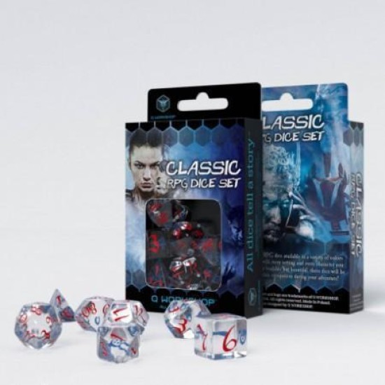 Classic Rpg - Translucent  And  Blue-Red Dice Set (7)