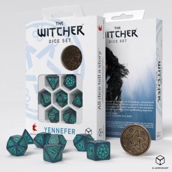 The Witcher Dice Set - Yennefer - Sorceress Supreme (7 Stukjes  And  Coin)