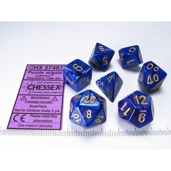 Chessex Lustrous 7-Die Set - Purple With Gold