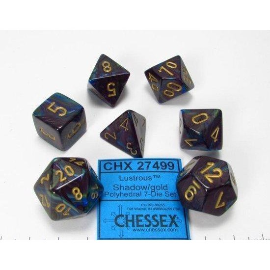 Chessex Lustrous 7-Die Set - Shadow With Gold