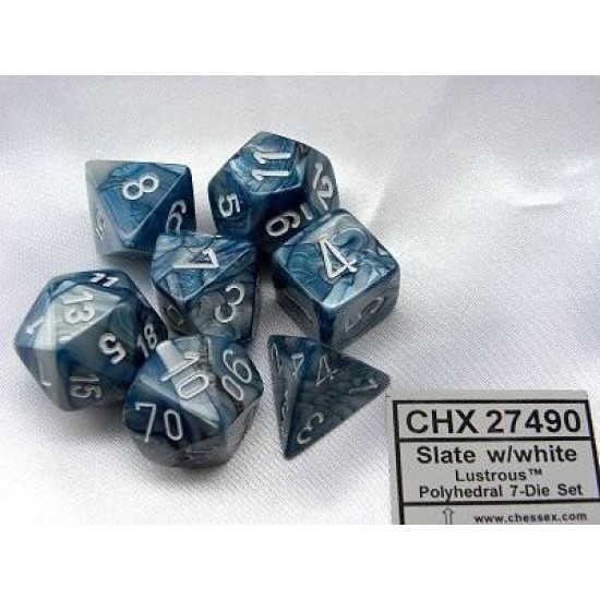 Chessex Lustrous 7-Die Set - Slate With White