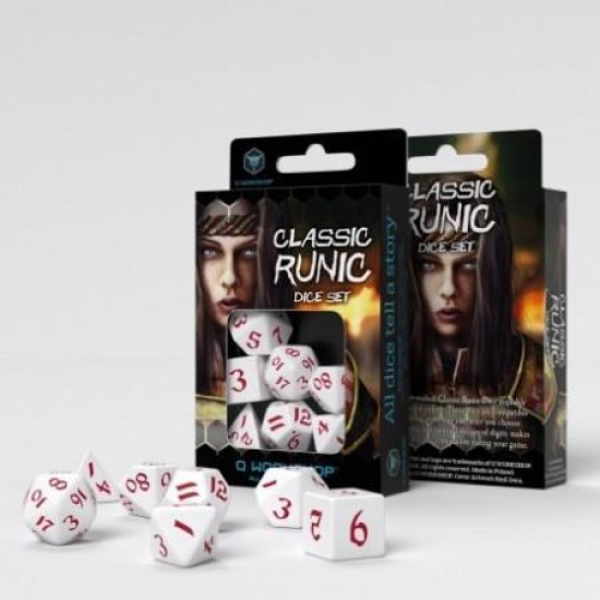 Classic Runic - White  And  Red Dice Set (7)