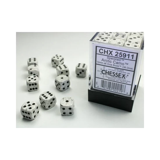 Arctic Camo Speckled D6 12Mm Dobbelsteen Set (36 Stuks)