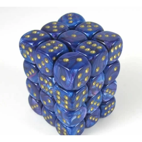 Lustrous Purple/Gold D6 12Mm Dobbelsteen Set (36 Stuks)