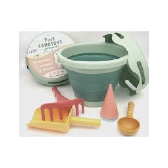 7In1 Sand Toys - Zand Speelgoed - 7 Delig - Groen - Gemaakt Van Bio-Plastic