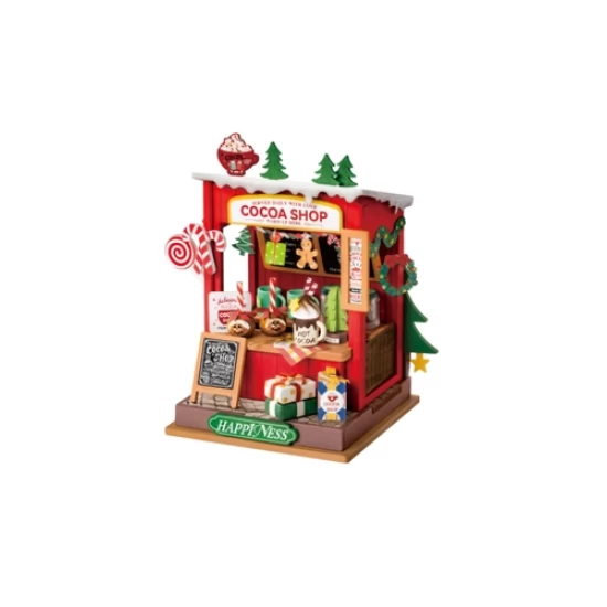 Robotime Diy Huisje Christmas Cocoa Shop Ds042 87X7X105Cm