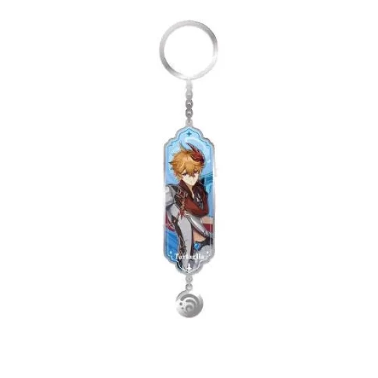 Genshin Impact Character Drawing Card Metal Keychain Tartaglia Aka Childe