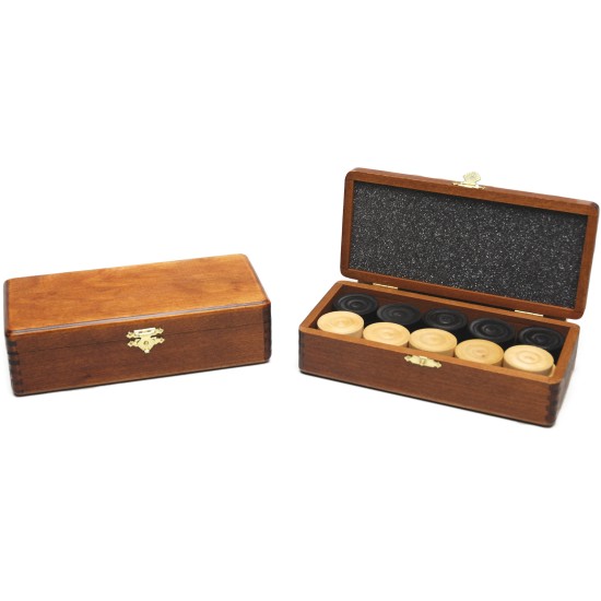 Damsten.blank/Zw.in Bruin Hout Klap-Kist