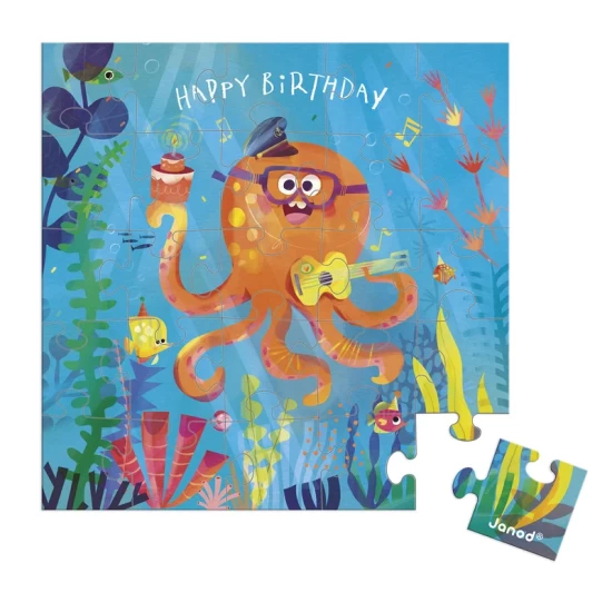 Janod Puzzelkaart – Verjaardagskaart Octopus