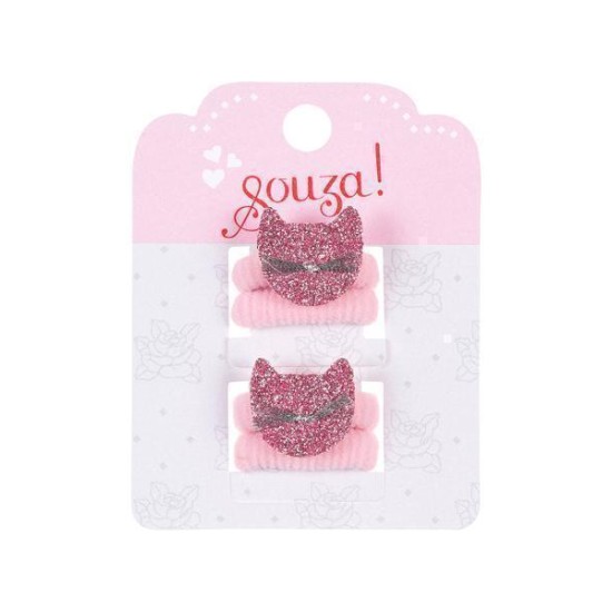 Haarelastiek Kat Roze (4 Stuks Kaartje 1 Kaartje)