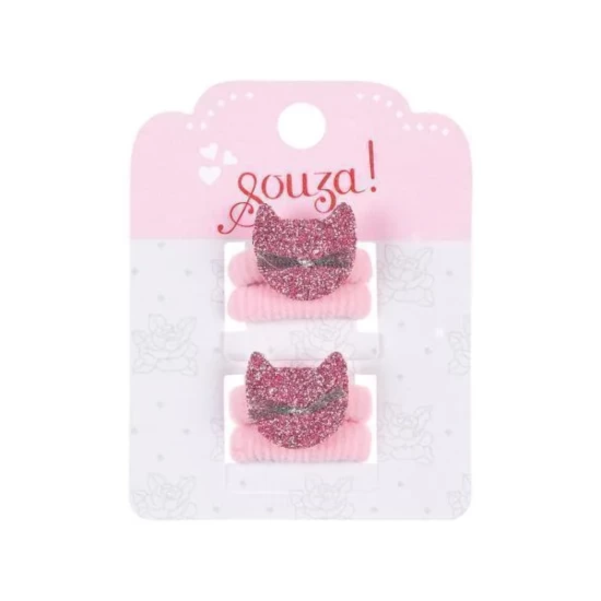 Haarelastiek Kat Roze (4 Stuks Kaartje 1 Kaartje)