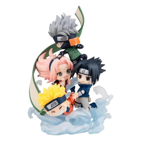 Naruto Shippuden Figunity Pvc Mini Statue Gather Here Team 7 13 Cm