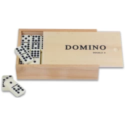 Domino Dubbel 9 Met Pen/Wit.stenen Kist Domino Dubbel 9 Met Pen/Wit.stenen Kist
